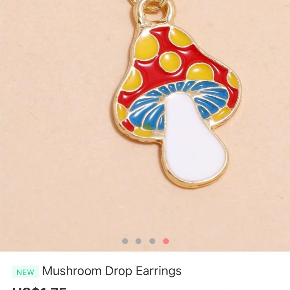 Retro Psychedelic Mushroom Drop Earrings - Picture 3 of 4